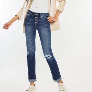 KanCan Eternity Mid Rise Slim Straight Jeans Womens Button Denim KC8599D Dark